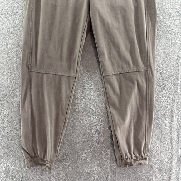 Zara Pants Womens M Taupe Gray Microfiber Stretch Mid Rise Pullon Jogger Pockets - Picture 4 of 14